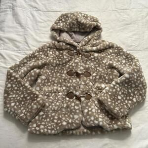 Chip Clip jfashion faux fur Bambi deer print coat with toggle closure Size large